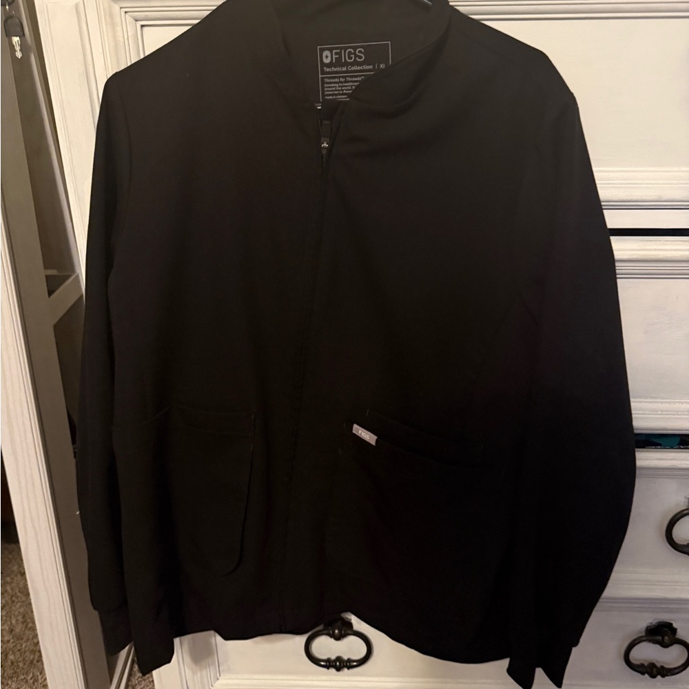 Figs Classic Black Zip-Up Jacket